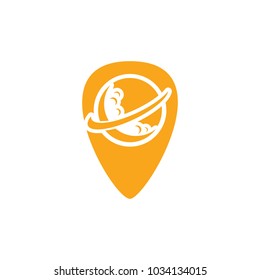 Planet Pin Logo Icon Design