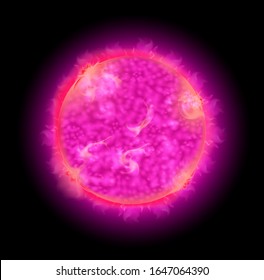 Planet with pink bright light shining in the space illustration