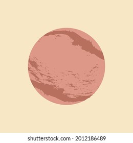 Rosa planetario sobre un fondo beige. Plantilla para una postal, pancarta, afiche. Ilustración plana de dibujos animados.