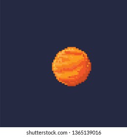 Planet. Pixel art. Old school computer graphic. 8 bit video game. Game assets 8-bit sprite. Games elements.