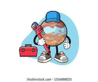 Planet plumber cartoon. Mascot Character vector.