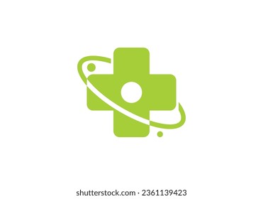 planet with plus logo, healthcare and medical design vector illustration