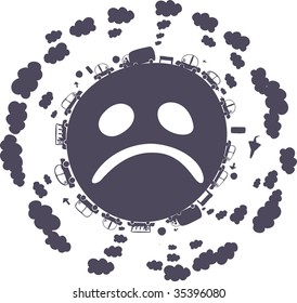a planet polluted with exhaust
