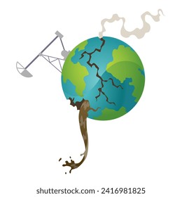 Planet pollution or contamination of earth. Ecology problems. Awareness campaign about isolated planet suffering. Cartoon flat vector illustration