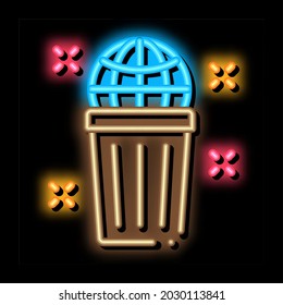planet pollution neon light sign vector. Glowing bright icon planet pollution sign. transparent symbol illustration