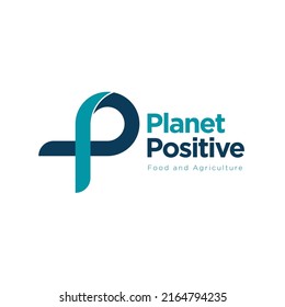 Planet Positive Ribbon Cross Loop Fold Logo Icon Symbol Badge Emblem Brand Design Vector
