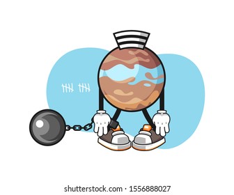 Planet prisoner cartoon. Mascot Character vector.