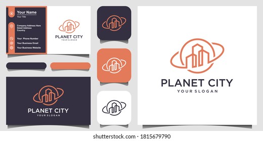 planet real estate creative logo concept and business card design