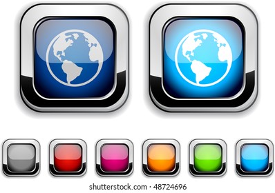 Planet realistic icons. Empty buttons included.