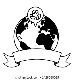 planet recycle eco friendly environment vector illustration