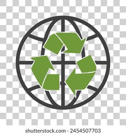 Planet recycling icon on white background
