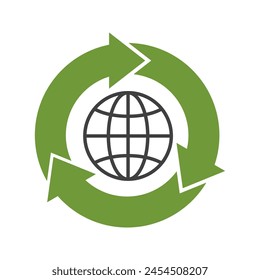 Planet recycling icon on white background