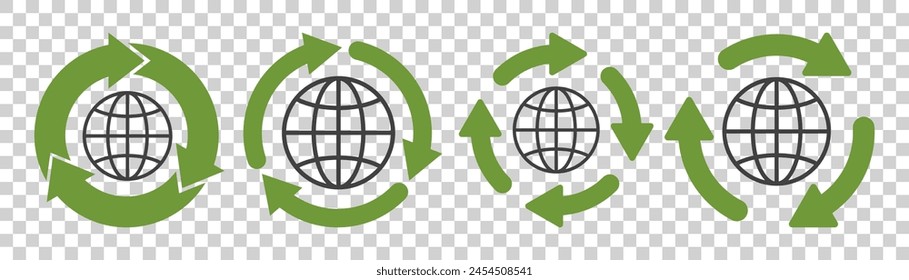 Planet recycling icon on white background