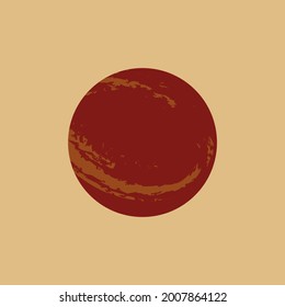 The planet is red on a beige background. Template for a postcard, banner, poster. Vector cartoon flat illustration.