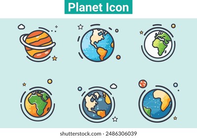 Planet related Icons Set, vector set