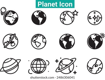 Planet related Icons Set, vector set