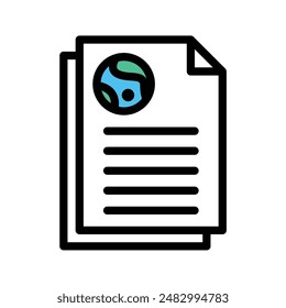 Icono de informe de planeta Diseño celestial en estilo de color de línea plana