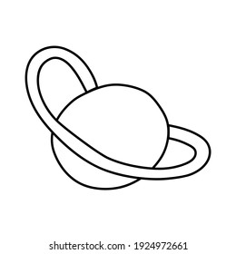 Planet with a ring. Astronomical or celestial objects. Heavenly bodies in space. Vector hand drawn illustration in doodle style.