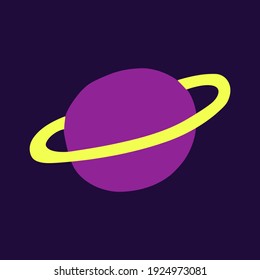 Planet with a ring. Astronomical or celestial objects. Heavenly bodies in space. Vector hand drawn illustration in doodle style.