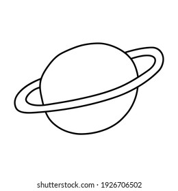 Planet with a ring. Astronomical or celestial objects. Heavenly bodies in space. Vector hand drawn illustration in doodle style.