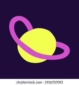 Planet with a ring. Astronomical or celestial objects. Heavenly bodies in space. Vector hand drawn illustration in doodle style.