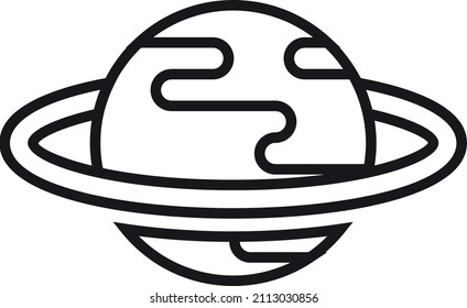 Planet with ring. Cosmic space symbol. Saturn icon