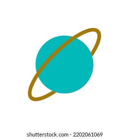 Planet with ring flat color ui icon. High school astronomy course. Planetary science. Study universe. Simple filled element for mobile app. Colorful solid pictogram. Vector isolated RGB illustration