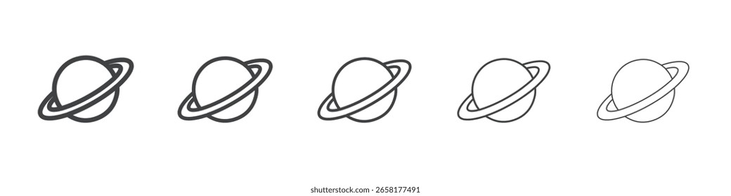 Planeta con icono de anillo plano delgado símbolo de ilustración