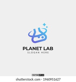 Planet ring star space galaxy Erlenmeyer flask logo