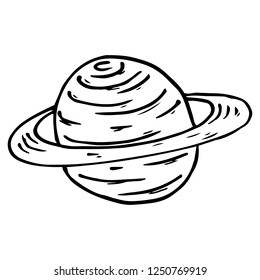 Planet with rings icon. Vector illustration of the planet Saturn. Hand drawn planet with rings, Saturn.