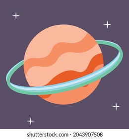 planet with rings and stars space