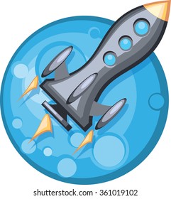 planet and rocket