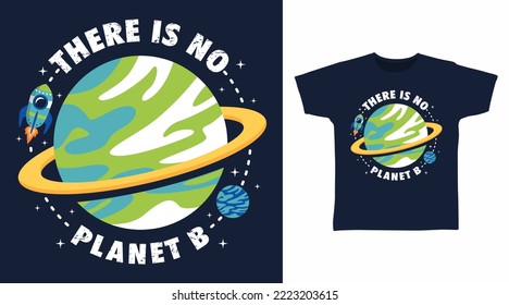 Planet with rocket cartoon tshirt arts design