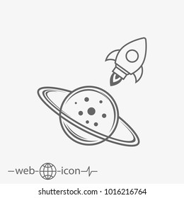 planet with rocket vector icon