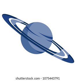 Planet. Round ball with rings. Saturn. Patterns on the planet. Space, science, research. Scientific achievements, new knowledge. Modern flat vector image design. Can be used as logo