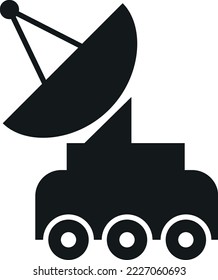 Planet rover with antenna. Space exploration vehicle black icon. 3D Illustration