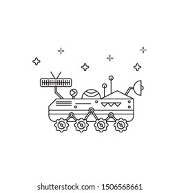 Planet rover. Linear cosmic illustration in vector. Planet exploration vehicle. Design element for print and web.