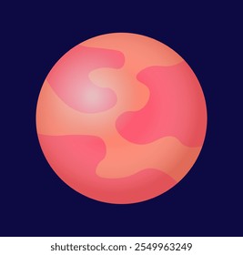 Planet or satellite. Astronomy and astrology. Red and orange cosmic body and object in space. Fantasy and imagination. Round sollar system space body. Template and layout. Flat vector illustration