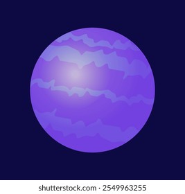 Planet or satellite. Astronomy and astrology. Violet cosmic body and object in space. Fantasy and imagination. Round sollar system space body. Poster or banner. Flat vector illustration