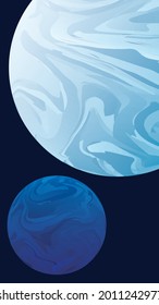 Planet and satellite. Design element. Abstract smartphone wallpaper. Vector illustration 