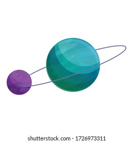 Planet with satellite icon. Cartoon of planet with satellite vector icon for web design isolated on white background