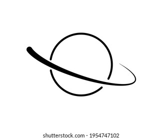 Planet with satellite icon isolated on clean background. Planet with satellite icon concept drawing icon in modern style. Vector illustration for your web mobile logo app UI design