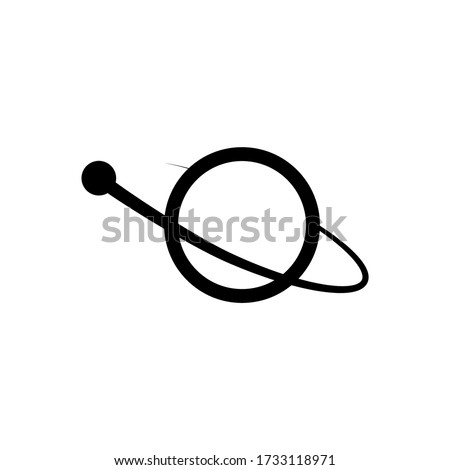 Planet with satellite icon isolated on clean background. Planet with satellite icon concept drawing icon in modern style. Vector illustration for your web mobile logo app UI design.
