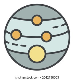 Planet satellite icon. Outline planet satellite vector icon color flat isolated on white