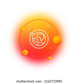 Planet and satellite line icon. Earth, navigation, moon, geolocation, location, space, map, globe, pointer. Geography concept. Glassmorphism style. Vector line icon for Business and Advertising.