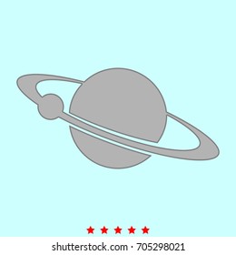 Planet with satellite on the ring  icon .