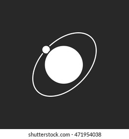 Planet with satellite symbol sign simple icon on background