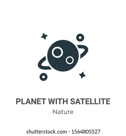 Planet with satellite vector icon on white background. Flat vector planet with satellite icon symbol sign from modern nature collection for mobile concept and web apps design.