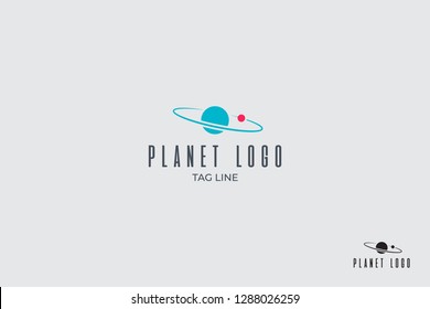 planet and satellite vector logo