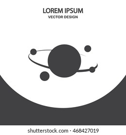 The planet and its satellites icon on the background